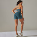 Everful Completo Yoga Senza Cuciture a Costine Donna Vita Alta Controllo Pancia Reggiseno Sportivo Leggings Pantaloncini